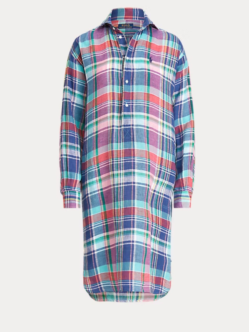 Polo Ralph Lauren Plaid Linen Shirtdress 6